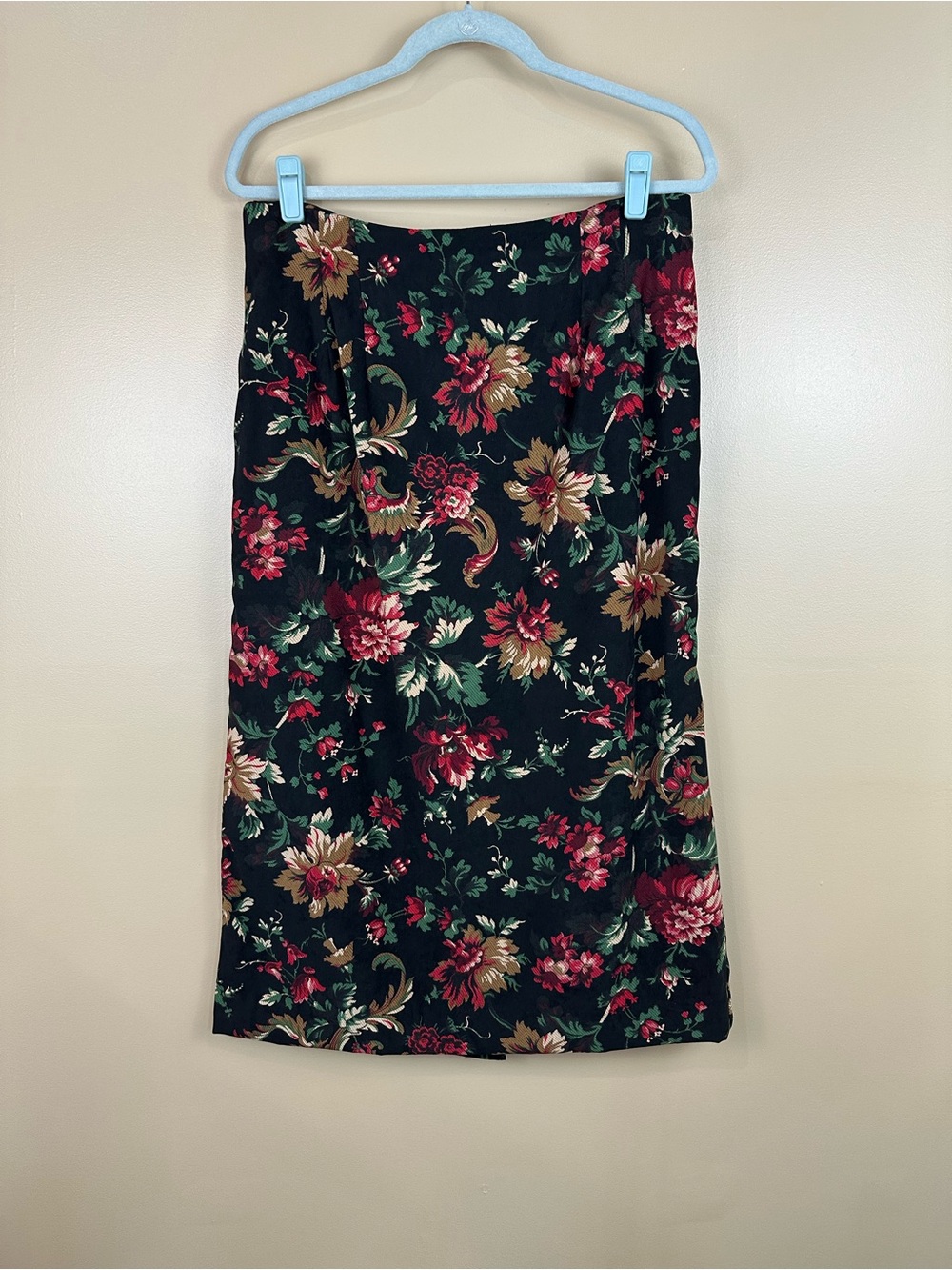 Vintage 90s Briggs New York Floral Midi Skirt Sz 16 Whimsigoth Dark Romantic